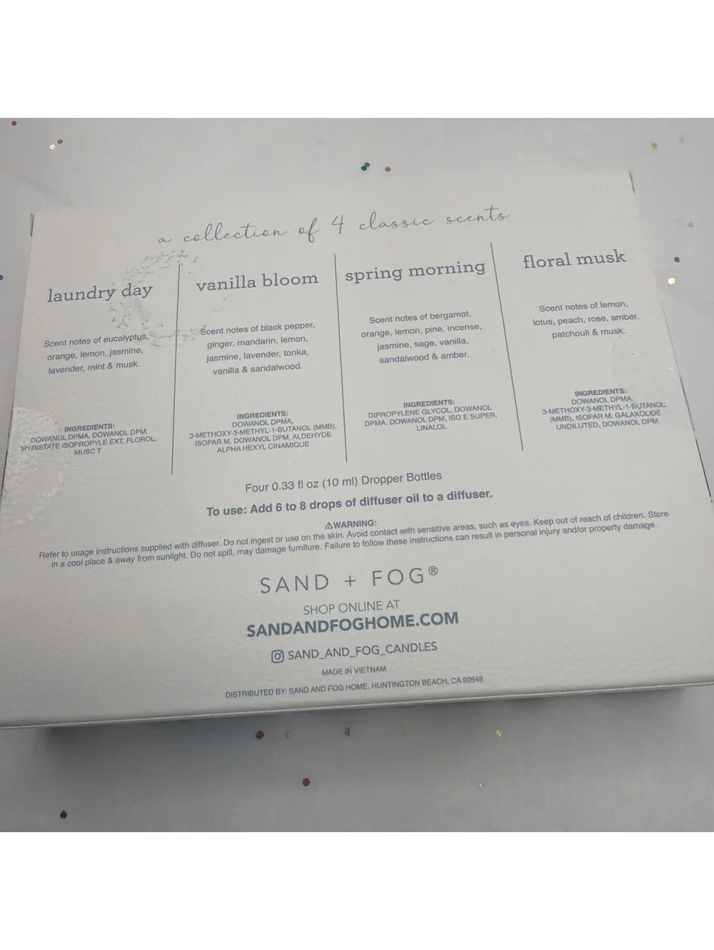 Sand + Fog Fragrance Diffuser Oil 4 Pack Laundry Day Vanilla Bloom Floral NEW